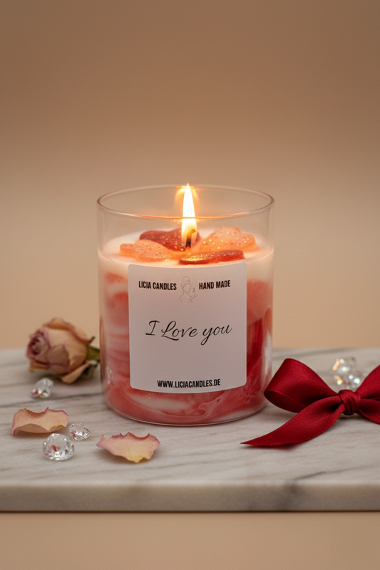 Marble Hearts Candle